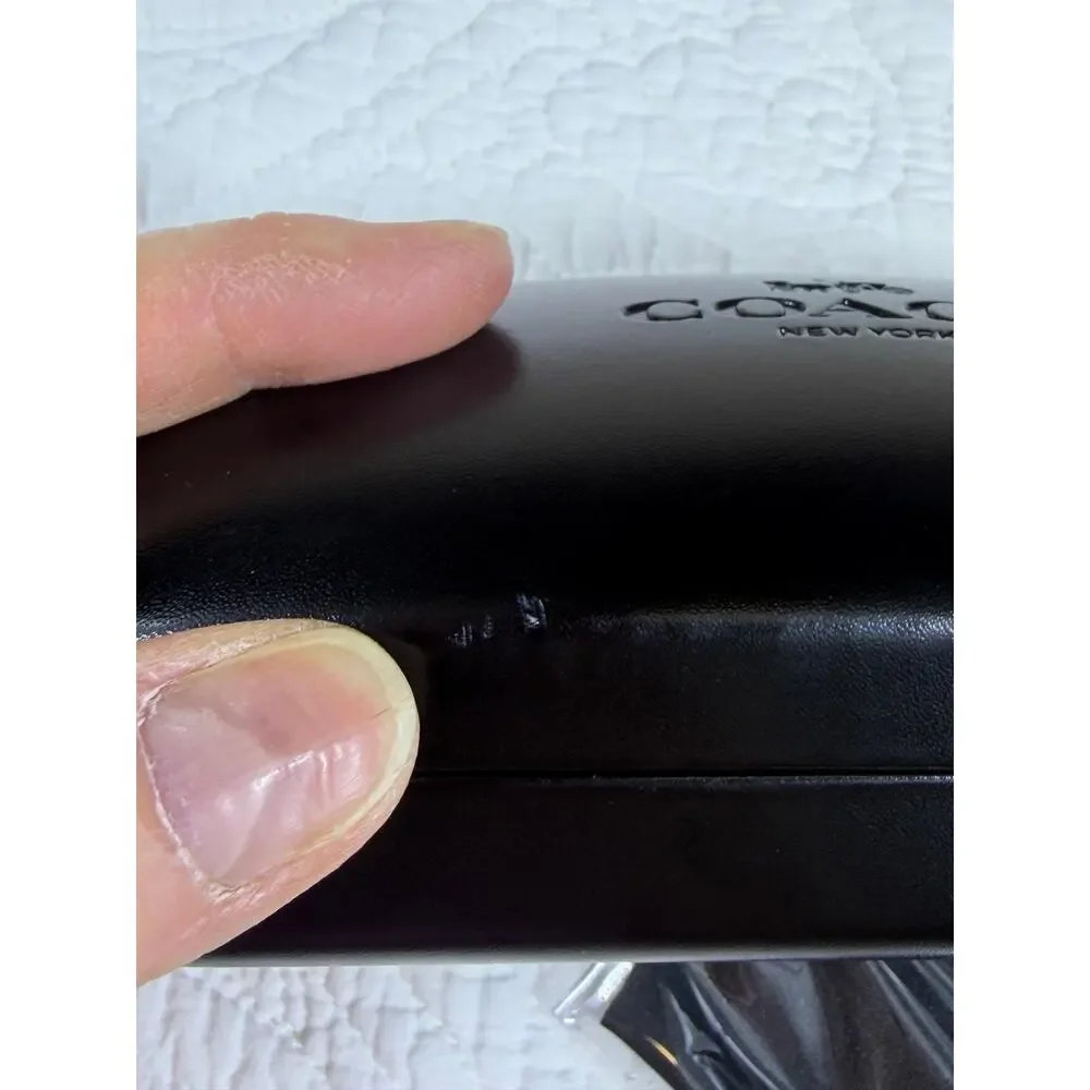 Coach Black Leather Eyeglass Sunglasses Case Signature Protective Travel Holder
